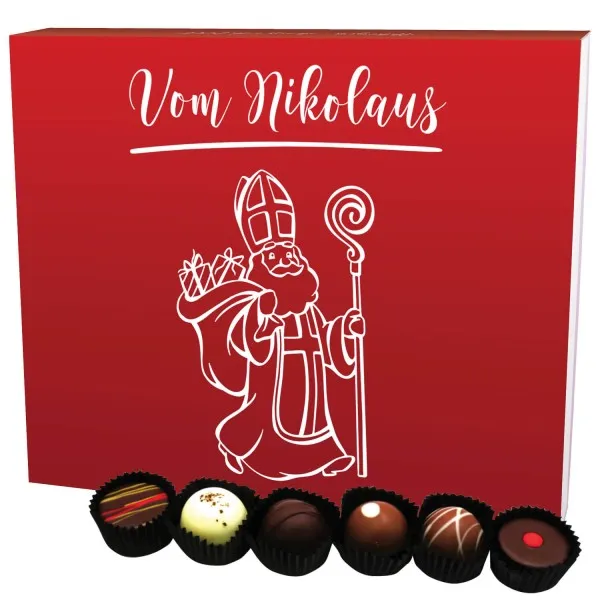 Vom Nikolaus XXL (Pralinenbox) - Manufaktur Pralinen Weihnachten Geschenk handmade ohne Alkohol aus Edelkakao Schokolade (360g)