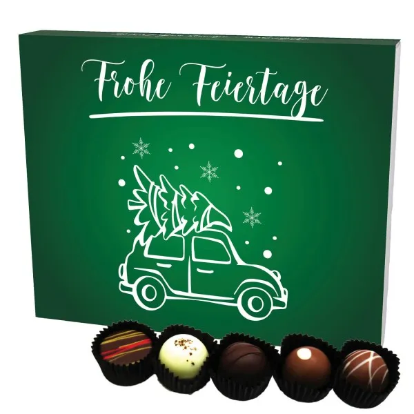 Frohe Feiertage XL (Pralinenbox) - Manufaktur Pralinen Weihnachten Geschenk handmade ohne Alkohol aus Edelkakao Schokolade (240g)