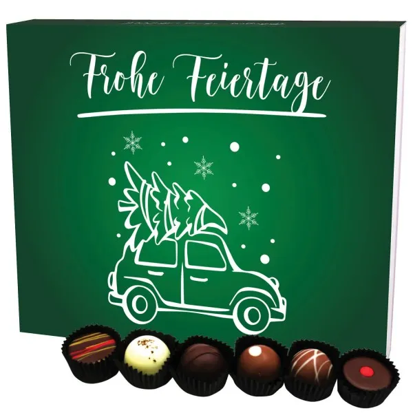 Frohe Feiertage XXL (Pralinenbox) - Manufaktur Pralinen Weihnachten Geschenk handmade ohne Alkohol aus Edelkakao Schokolade (360g)