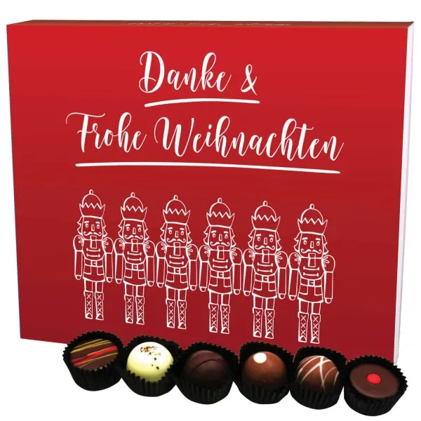 Danke & Frohe Weihnachten XXL (Pralinenbox) - Manufaktur Pralinen Weihnachten Geschenk handmade ohne Alkohol aus Edelkakao Schokolade (360g)