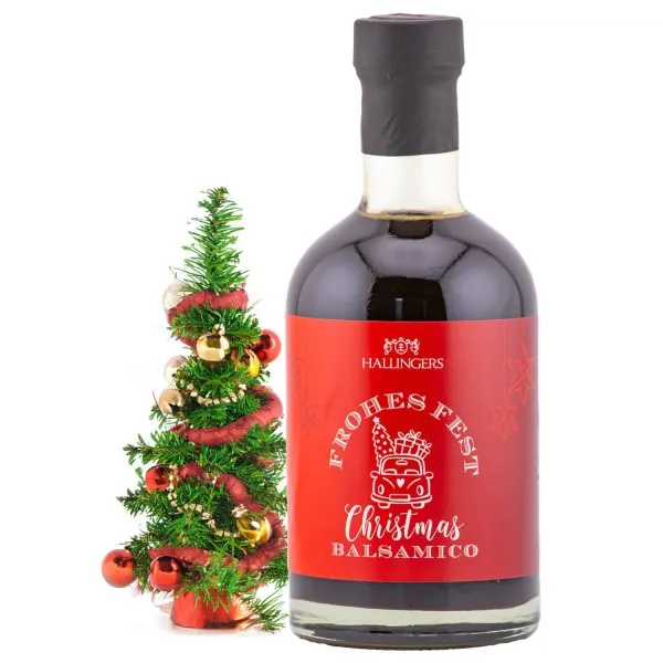 Winter Balsamico Frohes Fest 3% Säure (Exklusivflasche) - Aromatischer Winter Balsamico zu Weihnachten als Geschenk zur Weihnacht, Essigzubereitung (350ml)