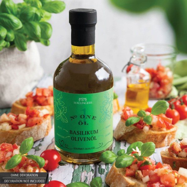 Premium Speise-Öl No. 1 (350ml) - Natives Basilikum Olivenöl (Exklusivflasche)