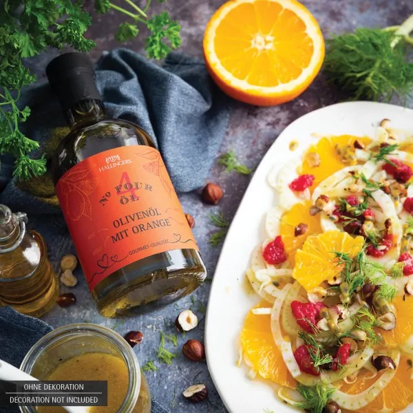 Fruchtig-natives Olivenöl mit Orange (Exklusivflasche) - Premium Speise-Öl No. 4 (350ml)
