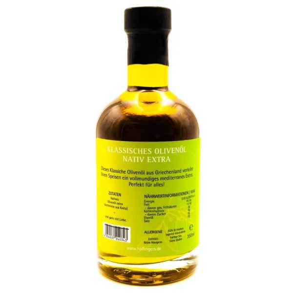 Klassisches Olivenöl nativ extra (Exklusivflasche) - Premium Speise-Öl No. 2 (350ml)