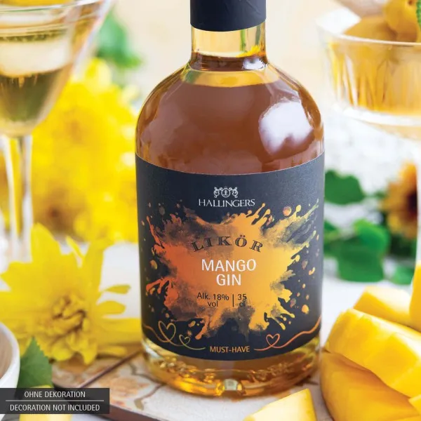 Mango-Gin, Likör 18% vol. (Exklusivflasche) - Premium Mango-Gin-Likör (350ml)