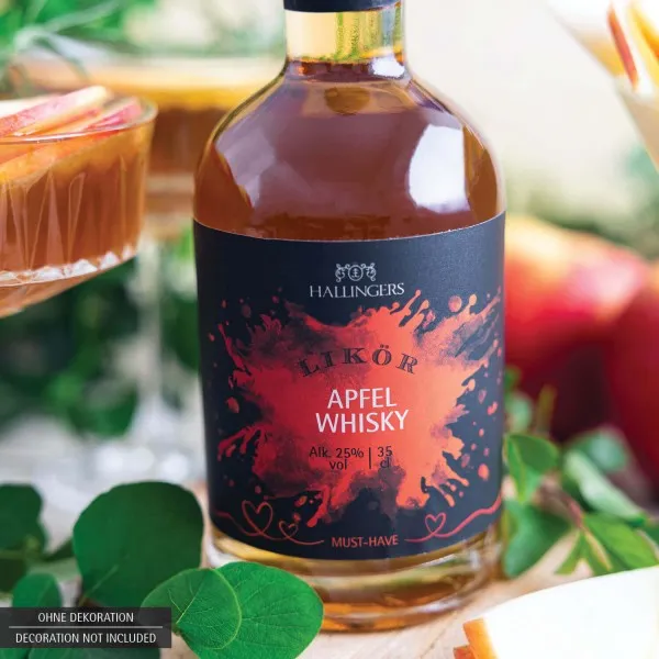 Apfel-Whisky, Likör 25% vol. (Exklusivflasche) - Premium Apfel-Whiskey-Likör (350ml)