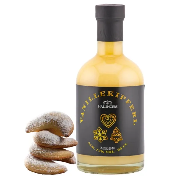 Vanillekipferl, Sahne-Likör 17% vol. (Exklusivflasche) - Premium Weihnachts-Likör zu Weihnachten und im Advent als Geschenk zur Weihnacht (350ml)