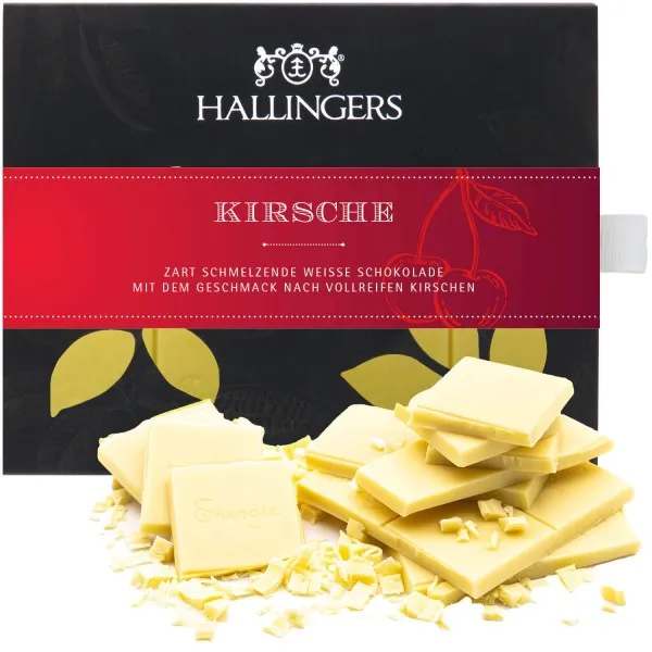 Kirsche (Tafel-Karton) - Weiße Edel-Schokolade mit Kirsche - handmade (90g)