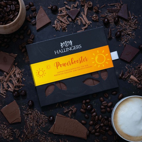 Weiße Schokolade mit Kaffee hand-geschöpft (90g) - Energiespender (Tafel-Karton)