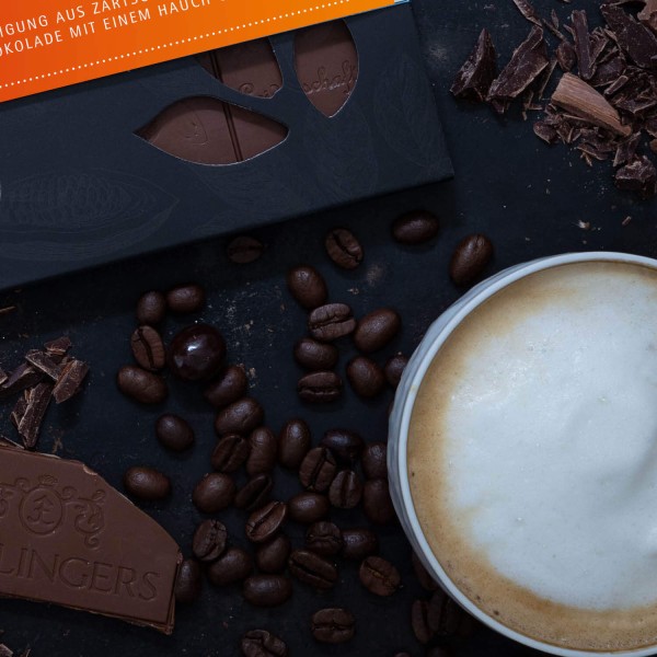 Vollmilch-Schokolade mit Cappuccino hand-geschöpft (90g) - Entschuldigung (Tafel-Karton)
