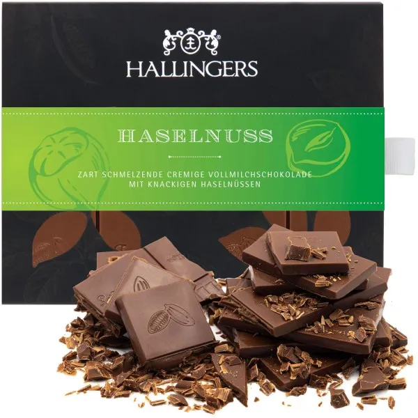 Haselnuss (Tafel-Karton) - Vollmilch Edel-Schokolade mit Haselnuss-Nougat, handmade (90g)