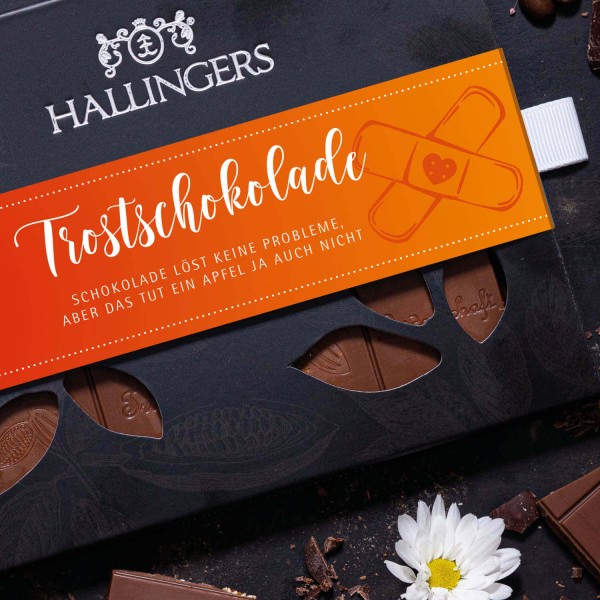 Vollmilch-Schokolade zart schmelzend hand-geschöpft (90g) - Trostschokolade (Tafel-Karton)