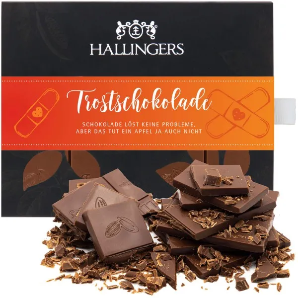 Trostschokolade (Tafel-Karton) - Vollmilch Edel-Schokolade mit Kokosnuss, handmade (90g)