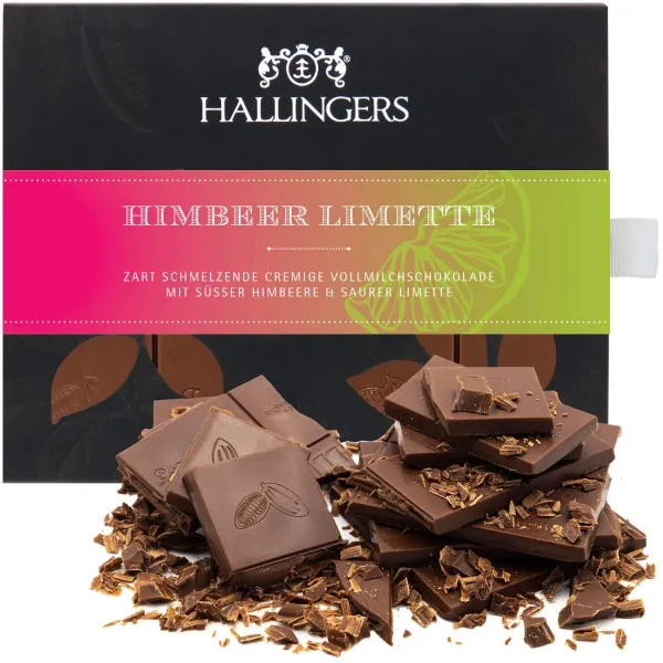 Himbeer-Limette (Tafel-Karton) - Vollmilch Edel-Schokolade mit Himbeere & Limette, handmade (90g)