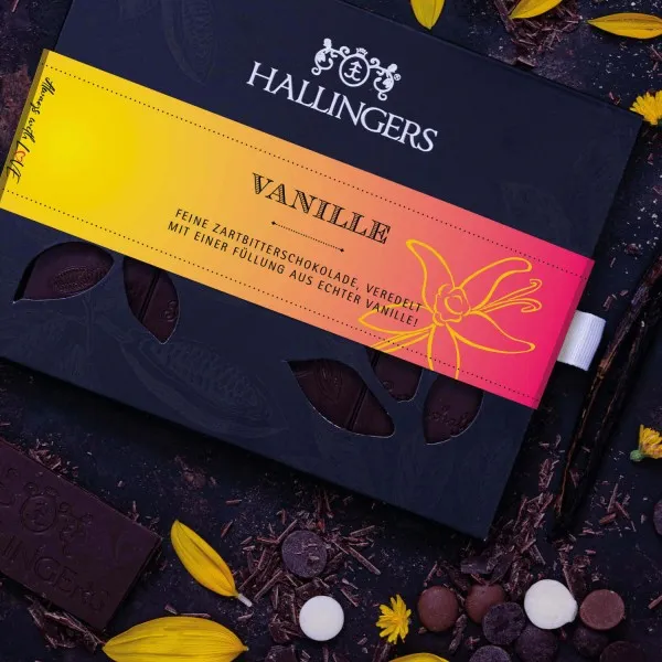 Vanille (Tafel-Karton) - Zartbitter Edel-Schokolade mit Bourbon-Vanille, handmade (90g)