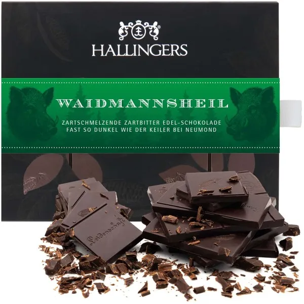 Waidmannsheil (Pur 85%) - Vegane Schokolade, handmade ohne Alkohol