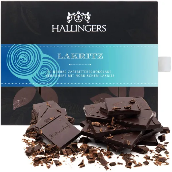Lakritz (Tafel-Karton) - Vegane Schokolade Zartbitter-Edelkakao mit Lakritze, handmade (90g)