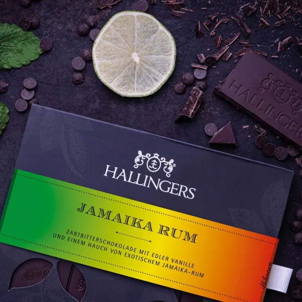 Jamaika Rum (Tafel-Karton) - Zartbitter Edel-Schokolade mit Jamaika-Rum, handmade (90g)