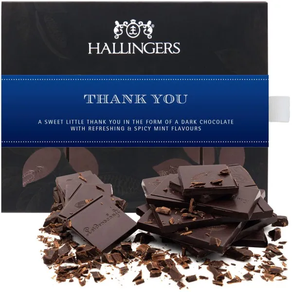 Thank You (Tafel-Karton) - Vegane Schokolade Zartbitter-Edelkakao zartschmelzende 85% pur - handmade (90g)