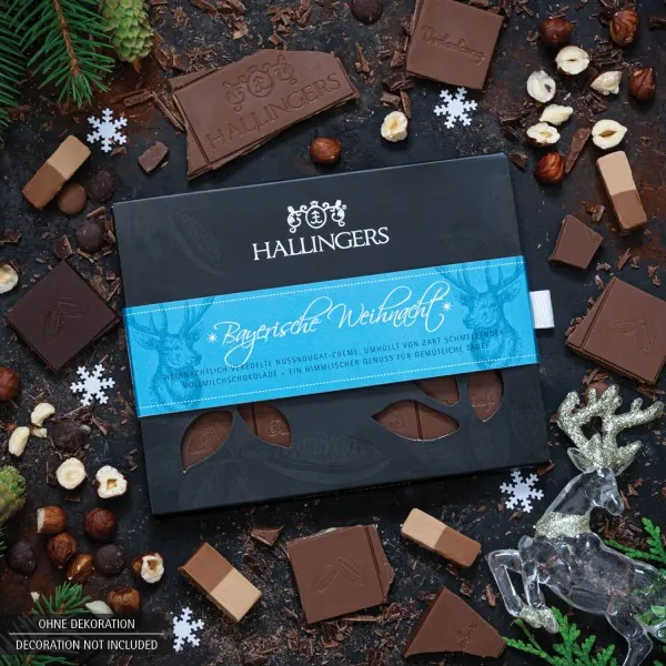 Bayerische Weihnacht (Tafel-Karton) - Vollmilch Edel-Schokolade mit Haselnuss-Nougat, handmade (90g)
