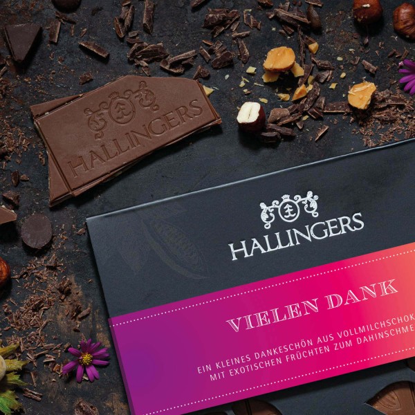 Vollmilch-Schokolade, zart schmelzend hand-geschöpft (900g) - 10x Vielen Dank (Tafel-Karton)