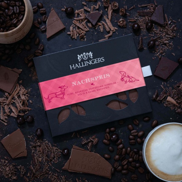 Vollmilch-Schokolade mit Cappuccino hand-geschöpft (90g) - Nachspeis (Tafel-Karton)