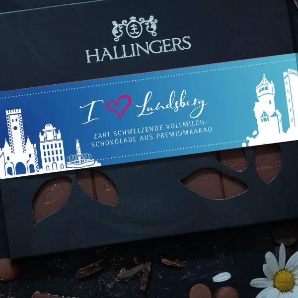 I love Landsberg - Vollmilch (Tafel-Karton) - Vollmilch Edel-Schokolade zartschmelzend ganz pur, handmade (90g)