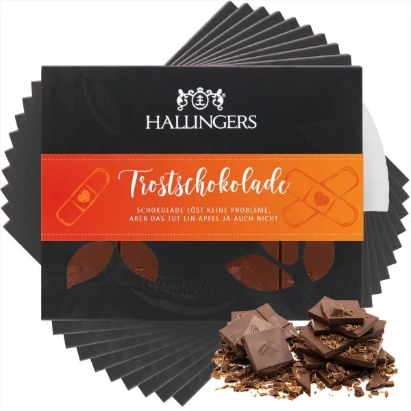 10x Trostschokolade (Tafel-Karton) - Vollmilch Edel-Schokolade mit Kokosnuss, handmade (900g)