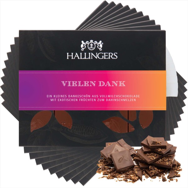 Vollmilch-Schokolade, zart schmelzend hand-geschöpft (900g) - 10x Vielen Dank (Tafel-Karton)