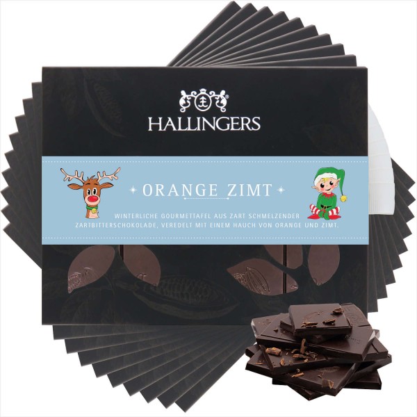 Zartbitter-Schokolade mit Gewürzen hand-geschöpft (900g) - 10x Orange Zimt (Tafel-Karton)