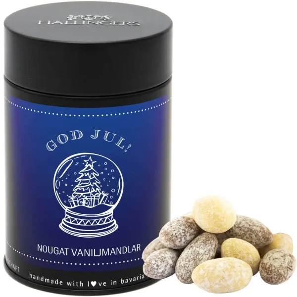 God Jul, blue - Svenska (Premiumdose) - Schwedische Edition Nougat-schokolierte Vanille-Mandeln handgemacht (150g)