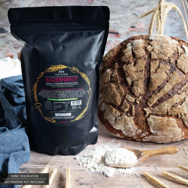 Natürliche Brotbackmischung (1000g) - Bauernbrot - Dinkel & Roggen Brotbackmix (Aromabeutel)