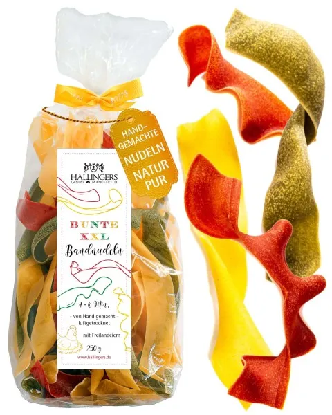 Bunte XXL Bandnudeln - Edel-Pasta, aus Hartweizengries