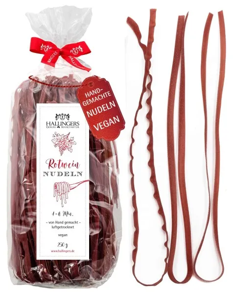 Rotwein Nudeln - Vegane Pasta, aus Hartweizengries