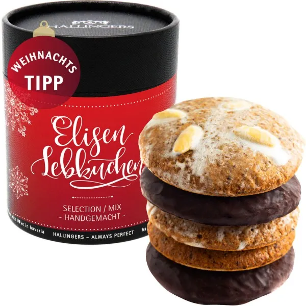 Selection (Naschdose) - 5 saftige Elisen-Lebkuchen hoher Kernanteil handgemacht in edler Papierdose (400g)