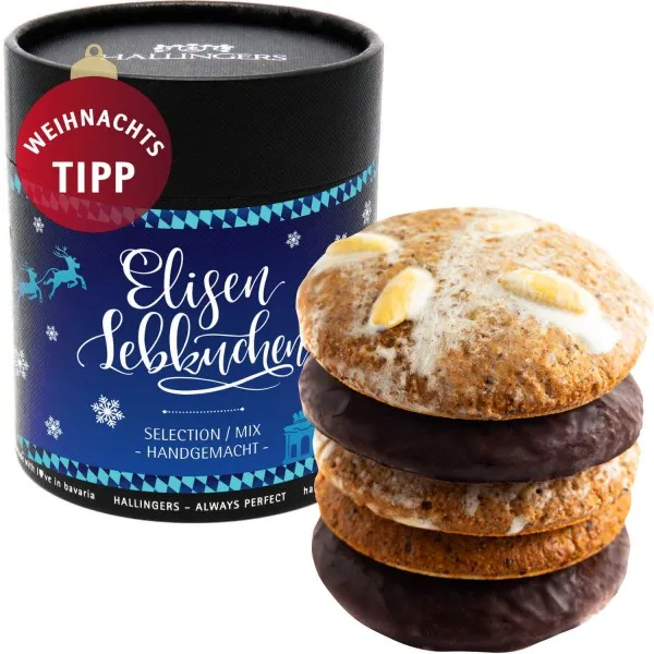 Selection, Edition Bavaria (Naschdose) - 5 saftige Elisen-Lebkuchen hoher Kernanteil handgemacht in edler Papierdose (400g)