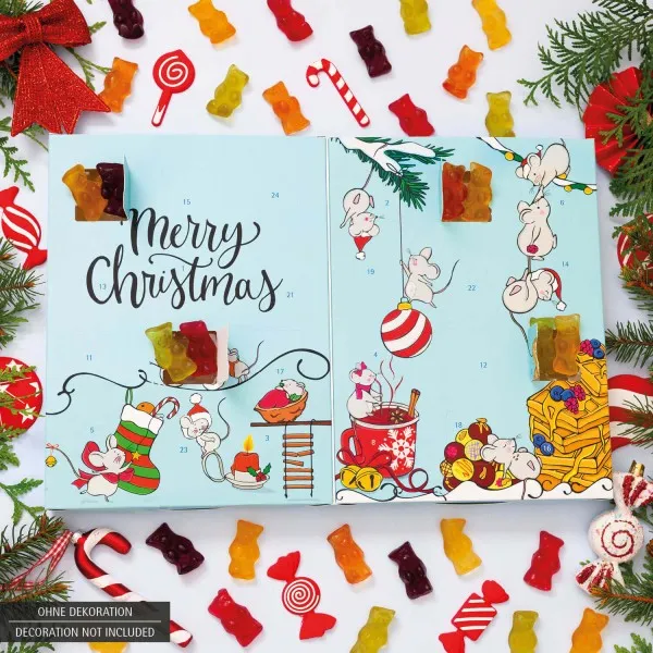 Weihnachtsmäuse (Buch-Karton) - Gummibärchen Adventskalender handmade, mit Fruchtsaftbärchen (500g)