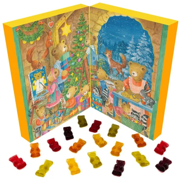 Bärchen (Buch-Karton) - Gummibärchen Adventskalender handmade, mit Fruchtsaftbärchen Geschenk für Kinder und Erwachsene (500g)