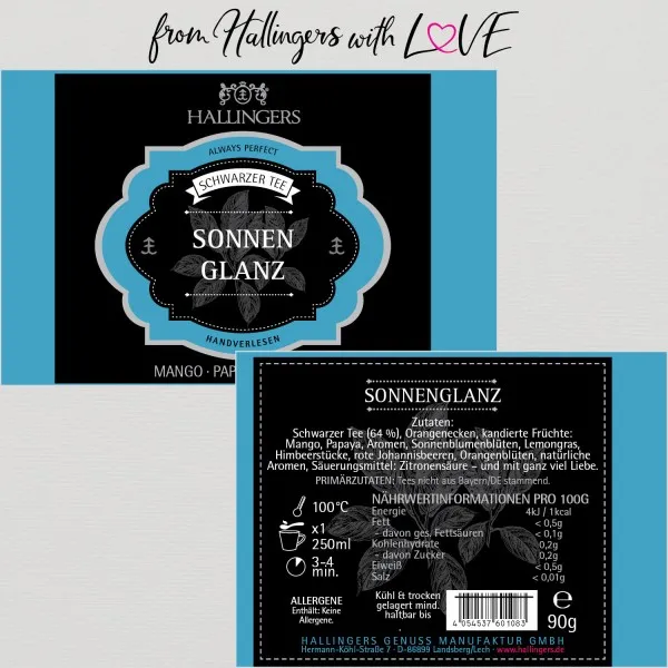 Sonnenglanz (Premiumdose) - Loser Schwarz-Tee mit Mango, Papaya & Himbeere (90g)
