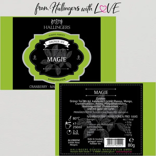 Magie (Premiumdose) - Loser Grün-Tee mit Cranberry, Mango & Pfingstrose (80g)