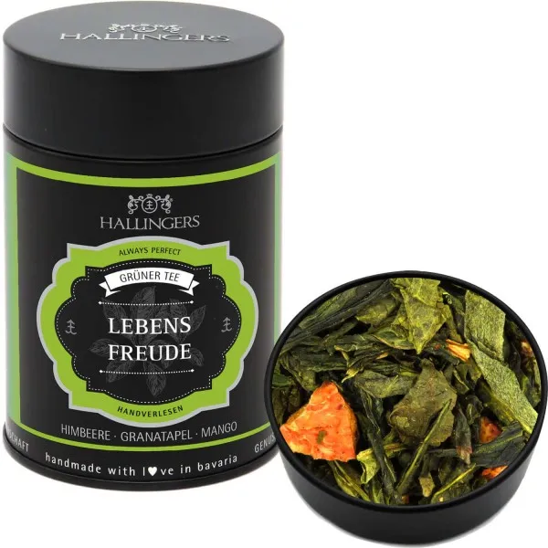 Lebensfreude (Premiumdose) - Loser Grün-Tee mit Himbeere, Granatapfel & Mango (100g)
