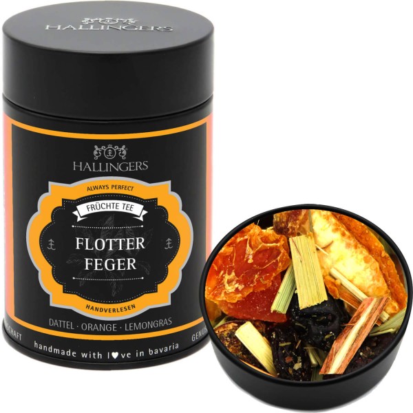 Loser Früchte-Tee mit Dattel, Orange & Lemongras (170g) - Flotter Feger (Premiumdose)