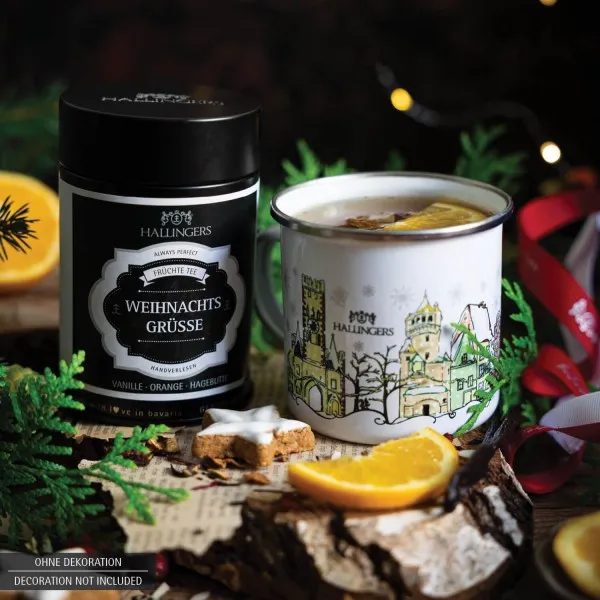 Weihnachtsgrüße (Premiumdose) - Loser Früchte-Tee mit Vanille Orange & Hagebutte (120g)