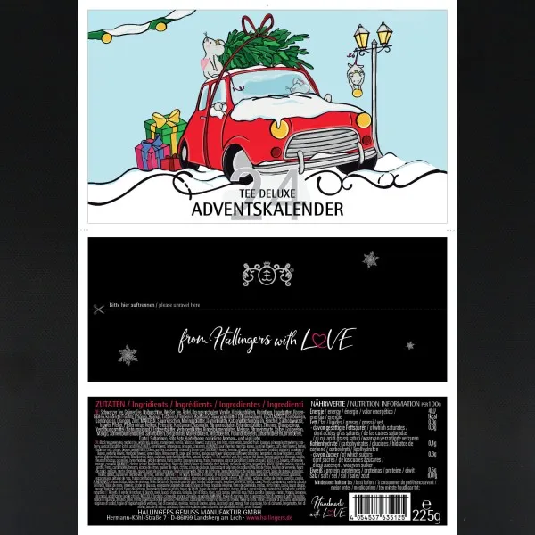 Christmas Car & Happiness is handmade (Set) - Tee Adventskalender handmade, 24 Tees & Kochbuch (240g)