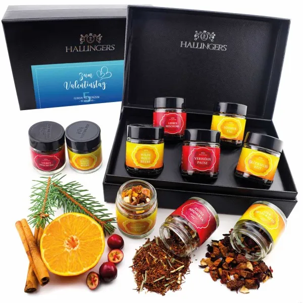 Zum Valentinstag Blue (5 Früchte-Tees im Glas)