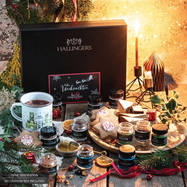 Frohe Weihnachten (Set) - 12 Sorten Tee Geschenkset zu Weihnachten, vegan & glutenfrei in Schraubgläsern (110g)