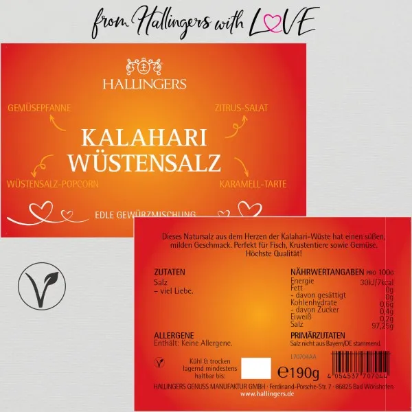Kalahari Wüstensalz (Aromadose) - Premium Salz für Eierspeisen, Krustentiere & Pilze (190g)