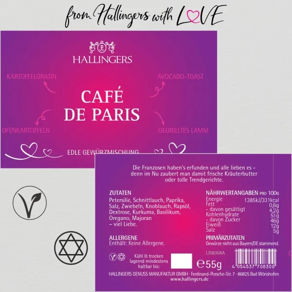 Café de Paris (Aromadose) - Gewürz-Mischung für Fleisch, Dip & Gratin (55g)