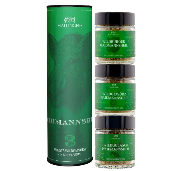 Waidmannsheil Wild - Gewürz-Set, 3 Gläser in Geschenkdose