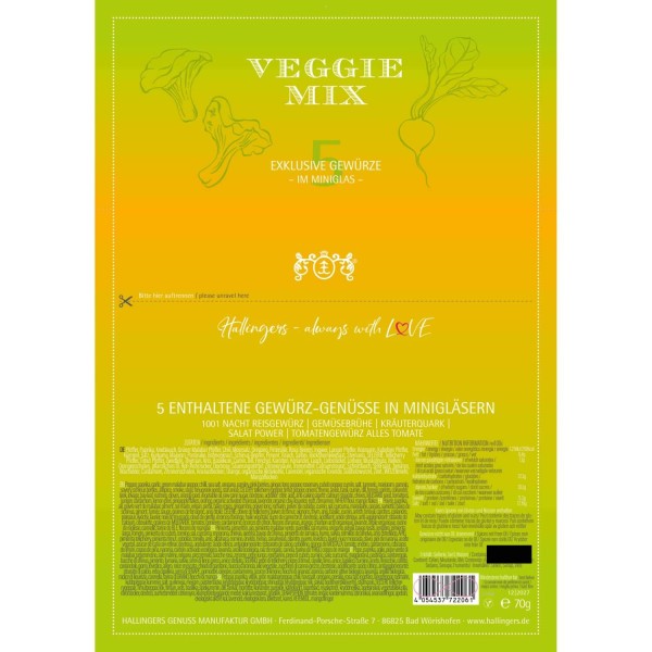 5er Premium-Grill-Gewürze als Geschenk-Set (70g) - Veggie Mix (Set)
